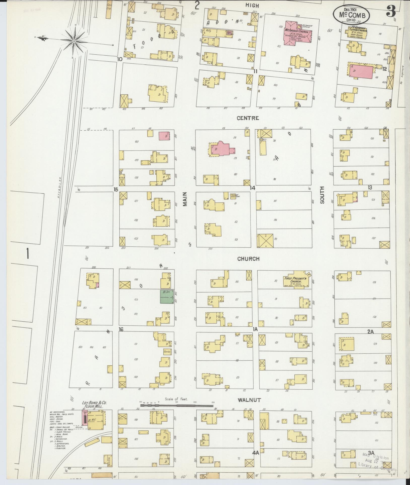 Sanborn Fire Insurance Map from McComb, Hancock County, Ohio (1901), Sheet #0003 - Complete Map Set gallery image, historic Sanborn map, vintage wall art, Ohio Ohio