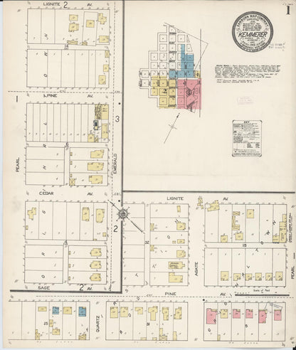 Sanborn Fire Insurance Map from Kemmerer, Lincoln County, Wyoming (1912), Sheet #0001 - Complete Map Set gallery image, historic Sanborn map, vintage wall art, Wyoming Wyoming