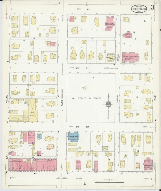 Sanborn Fire Insurance Map from Reedsburg, Sauk County, Wisconsin (1912), Sheet #0003 - Historic Sanborn Fire Insurance Map Print, vintage old map wall art, antique decor, genealogy gift, Wisconsin Wisconsin map