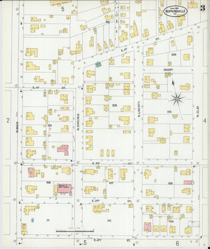 Sanborn Fire Insurance Map from Hopkinsville, Christian County, Kentucky (1901), Sheet #0003 - Complete Map Set gallery image, historic Sanborn map, vintage wall art, Kentucky Kentucky