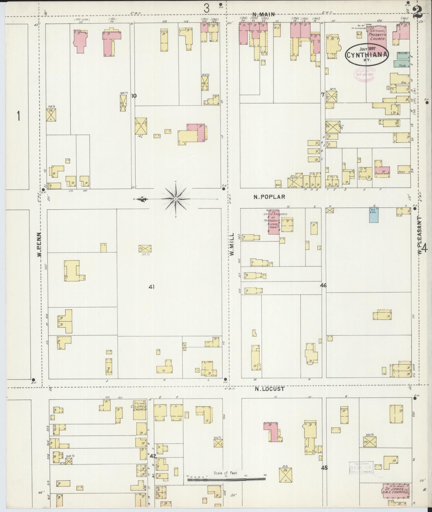 Sanborn Fire Insurance Map from Cynthiana, Harrison County, Kentucky (1897), Sheet #0002 - Historic Sanborn Fire Insurance Map Print, vintage old map wall art, antique decor, genealogy gift, Kentucky Kentucky map