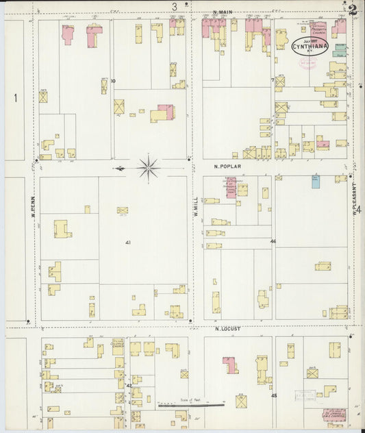 Sanborn Fire Insurance Map from Cynthiana, Harrison County, Kentucky (1897), Sheet #0002 - Historic Sanborn Fire Insurance Map Print, vintage old map wall art, antique decor, genealogy gift, Kentucky Kentucky map