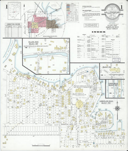 Sanborn Fire Insurance Map from Millersport, Fairfield County, Ohio (1946), Sheet #0001 - Complete Map Set gallery image, historic Sanborn map, vintage wall art, Ohio Ohio