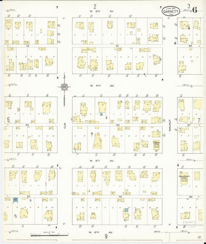 Sanborn Fire Insurance Map from Garnett, Anderson County, Kansas (1913), Sheet #0006 - Complete Map Set gallery image, historic Sanborn map, vintage wall art, Kansas Kansas