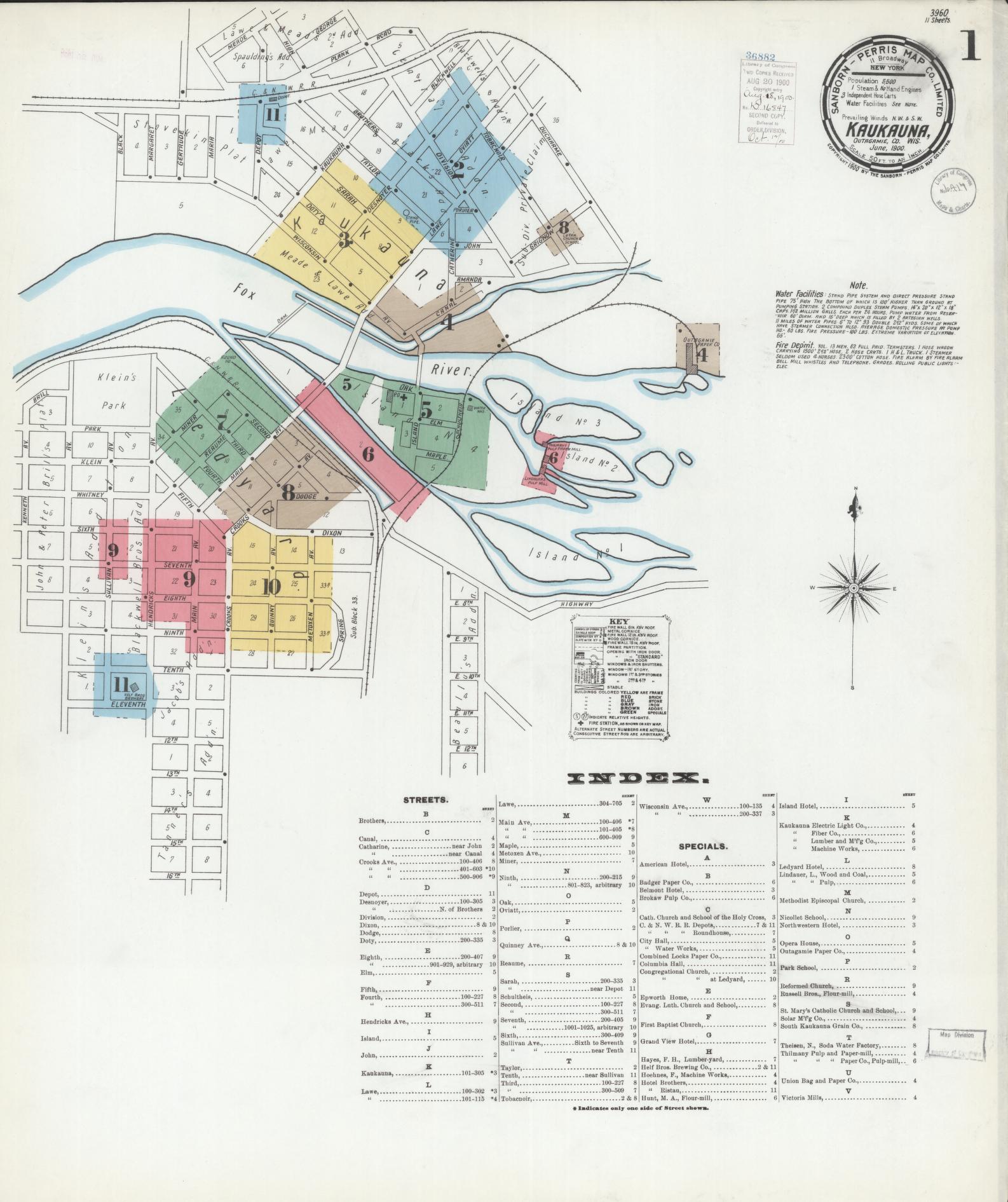 Kaukauna, Outagamie County, Wisconsin (1900) – Sanborn Fire Insurance Map – Map View