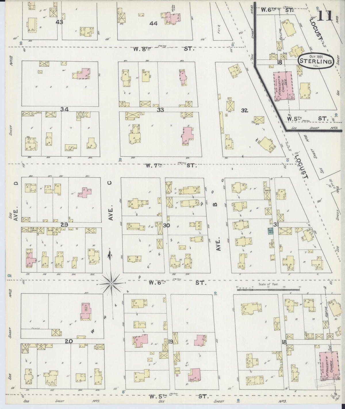 Sanborn Fire Insurance Map from Sterling, Whiteside County, Illinois (1891), Sheet #0011 - Complete Map Set gallery image, historic Sanborn map, vintage wall art, Illinois Illinois