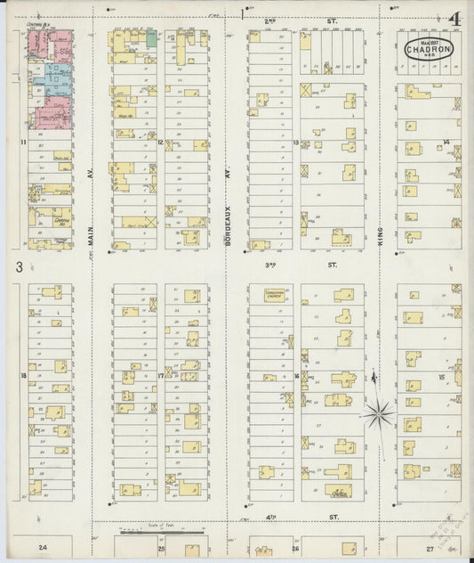 Sanborn Fire Insurance Map from Chadron, Dawes County, Nebraska (1897), Sheet #0004 - Historic Sanborn Fire Insurance Map Print, vintage old map wall art, antique decor, genealogy gift, Nebraska Nebraska map