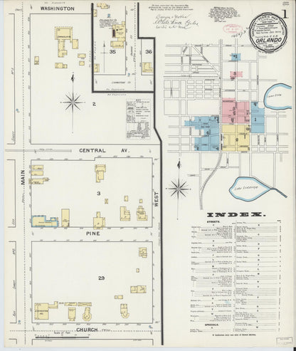 Sanborn Fire Insurance Map from Orlando, Orange County, Florida (1892), Sheet #0001 - Complete Map Set gallery image, historic Sanborn map, vintage wall art, Florida Florida