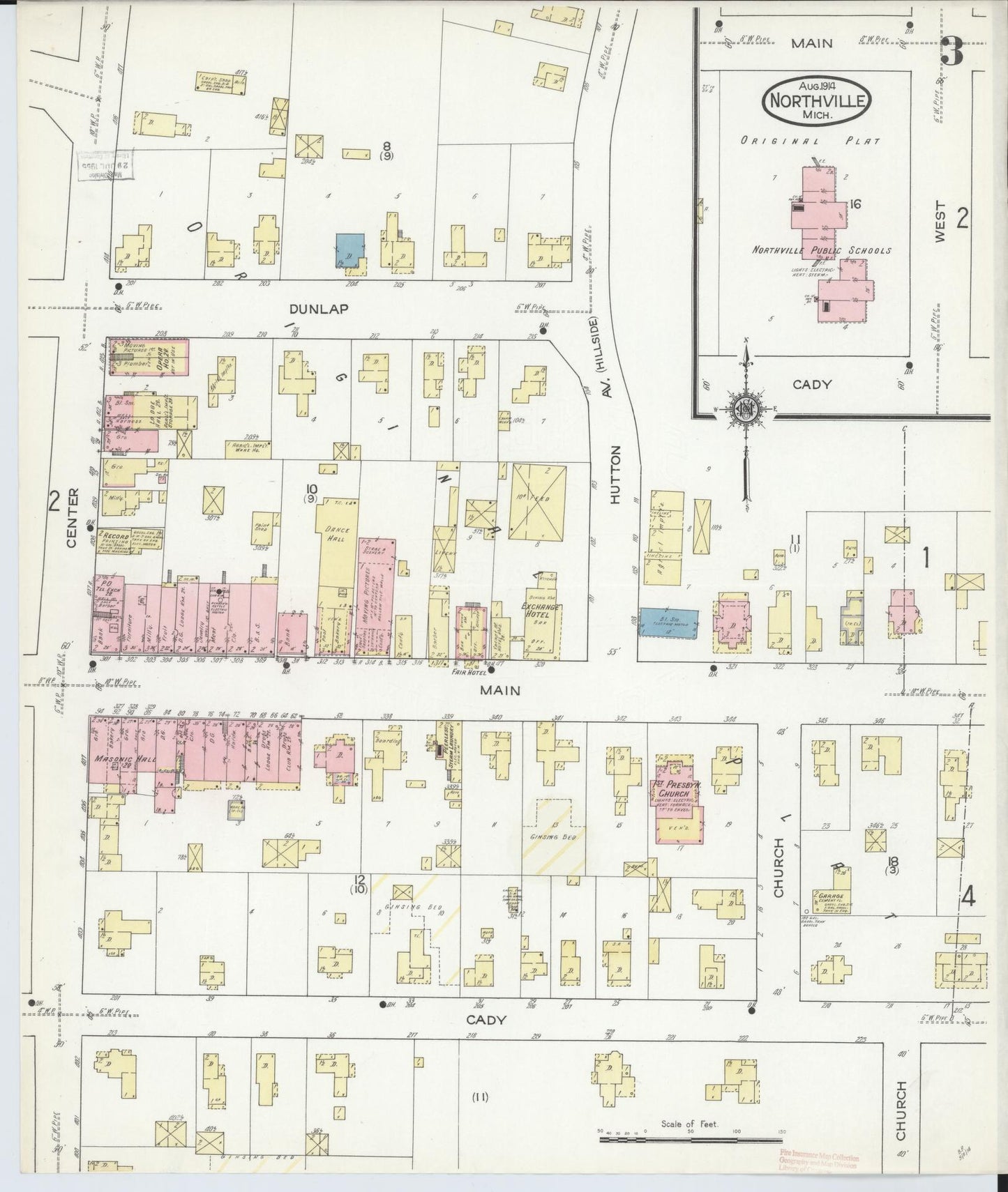 Sanborn Fire Insurance Map from Northville, Wayne County, Michigan (1914), Sheet #0003 - Complete Map Set gallery image, historic Sanborn map, vintage wall art, Michigan Michigan