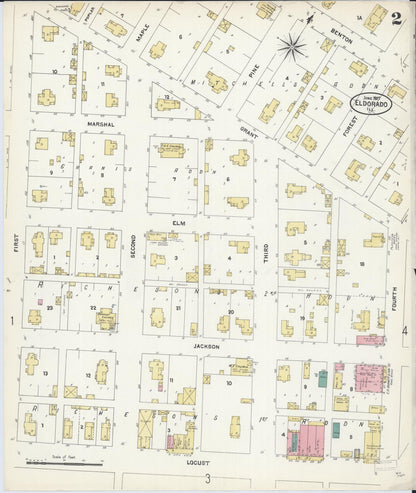 Sanborn Fire Insurance Map from Eldorado, Saline County, Illinois (1907), Sheet #0002 - Historic Sanborn Fire Insurance Map Print, vintage old map wall art, antique decor, genealogy gift, Illinois Illinois map