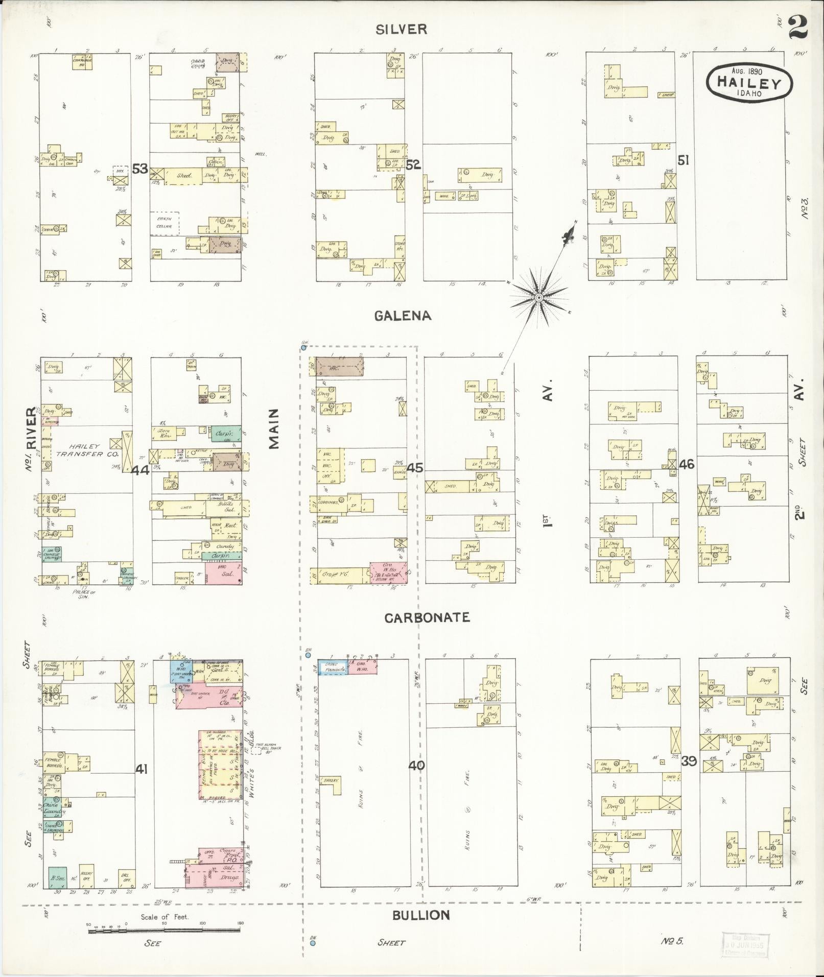Sanborn Fire Insurance Map from Hailey, Blaine County, Idaho (1890), Sheet #0002 - Complete Map Set gallery image, historic Sanborn map, vintage wall art, Idaho Idaho