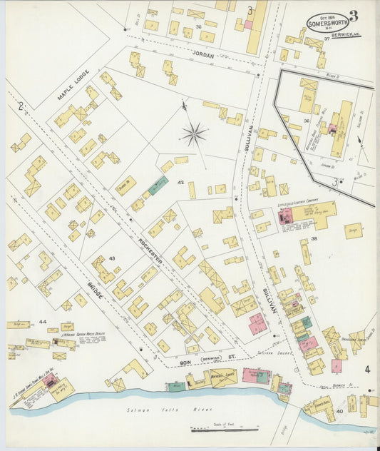 Sanborn Fire Insurance Map from Somersworth, Strafford County, New Hampshire (1905), Sheet #0003 - Historic Sanborn Fire Insurance Map Print, vintage old map wall art, antique decor, genealogy gift, Maine Maine map