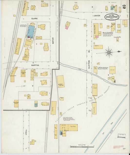 Sanborn Fire Insurance Map from Spencerport, Monroe County, New York (1905), Sheet #0002 - Historic Sanborn Fire Insurance Map Print, vintage old map wall art, antique decor, genealogy gift, New York New York map