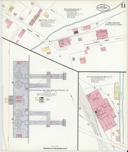 Sanborn Fire Insurance Map from Scottdale, Westmoreland County, Pennsylvania (1908), Sheet #0011 - Historic Sanborn Fire Insurance Map Print, vintage old map wall art, antique decor, genealogy gift, Pennsylvania Pennsylvania map