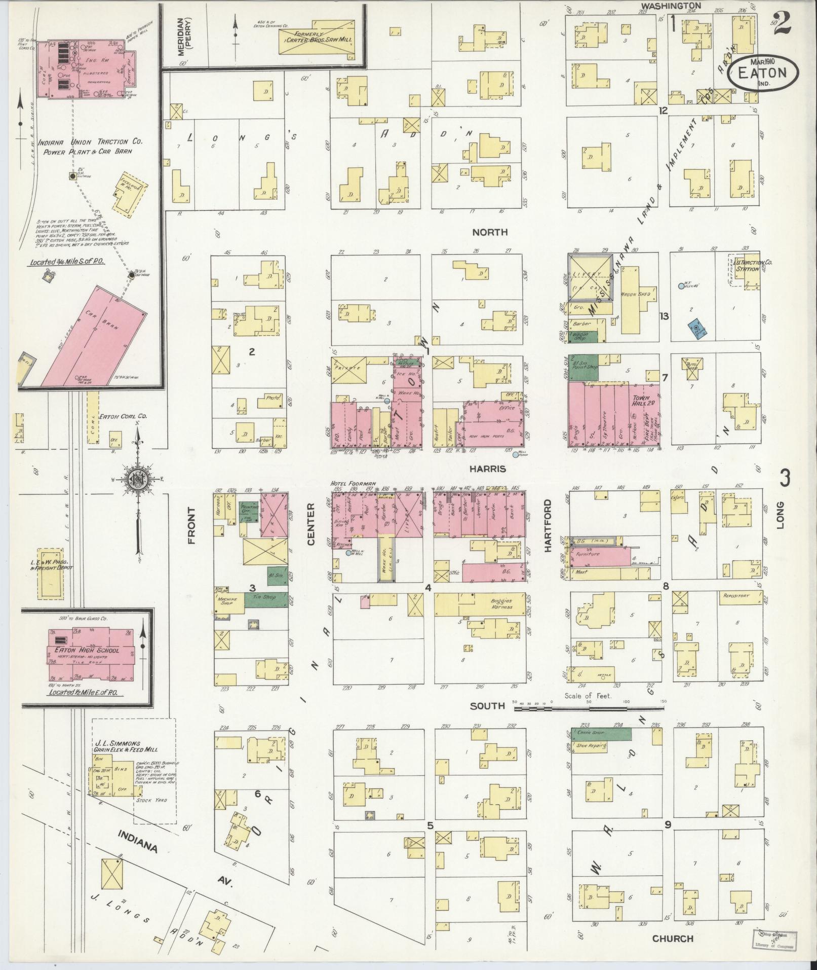 Sanborn Fire Insurance Map from Eaton, Delaware County, Indiana (1910), Sheet #0002 - Complete Map Set gallery image, historic Sanborn map, vintage wall art, Indiana Indiana