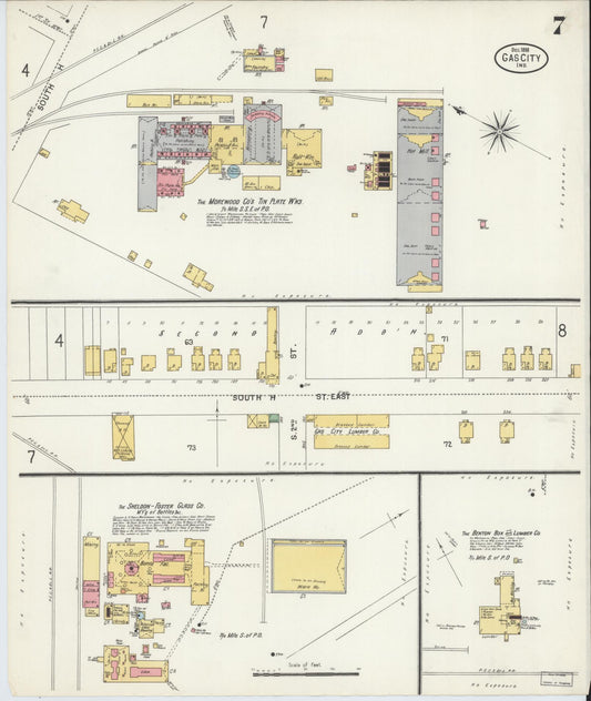 Sanborn Fire Insurance Map from Gas City, Grant County, Indiana (1898), Sheet #0007 - Historic Sanborn Fire Insurance Map Print, vintage old map wall art, antique decor, genealogy gift, Indiana Indiana map