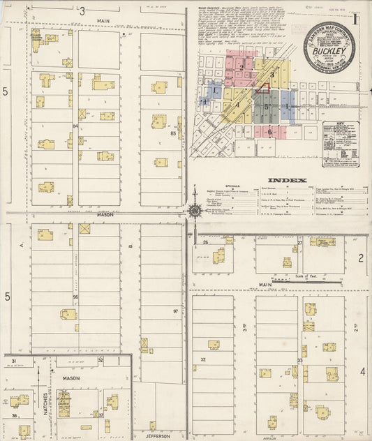 Sanborn Fire Insurance Map from Buckley, Pierce County, Washington (1910), Sheet #0001 - Historic Sanborn Fire Insurance Map Print, vintage old map wall art, antique decor, genealogy gift, Washington Washington map