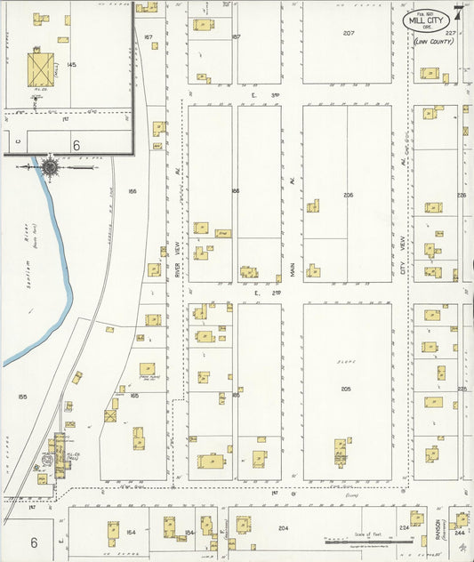 Sanborn Fire Insurance Map from Mill City, Linn And Marion Counties, Oregon (1921), Sheet #0007 - Historic Sanborn Fire Insurance Map Print, vintage old map wall art, antique decor, genealogy gift, Oregon Oregon map