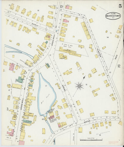 Sanborn Fire Insurance Map from Morristown, Morris County, New Jersey (1896), Sheet #0005 - Complete Map Set gallery image, historic Sanborn map, vintage wall art, New Jersey New Jersey