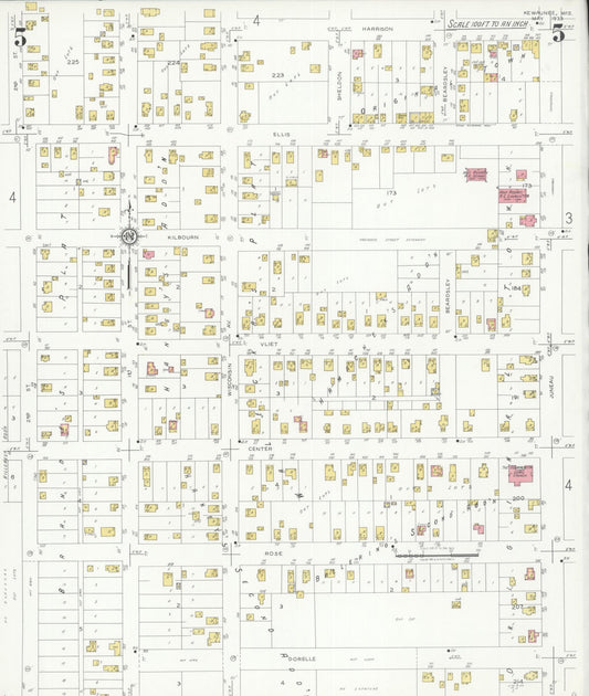 Sanborn Fire Insurance Map from Kewaunee, Kewaunee County, Wisconsin (1933), Sheet #0005 - Historic Sanborn Fire Insurance Map Print, vintage old map wall art, antique decor, genealogy gift, Wisconsin Wisconsin map