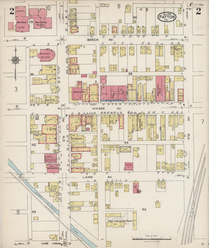 Sanborn Fire Insurance Map from Patton, Cambria County, Pennsylvania (1923), Sheet #0002 - Historic Sanborn Fire Insurance Map Print, vintage old map wall art, antique decor, genealogy gift, Pennsylvania Pennsylvania map