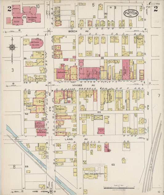 Sanborn Fire Insurance Map from Patton, Cambria County, Pennsylvania (1923), Sheet #0002 - Historic Sanborn Fire Insurance Map Print, vintage old map wall art, antique decor, genealogy gift, Pennsylvania Pennsylvania map