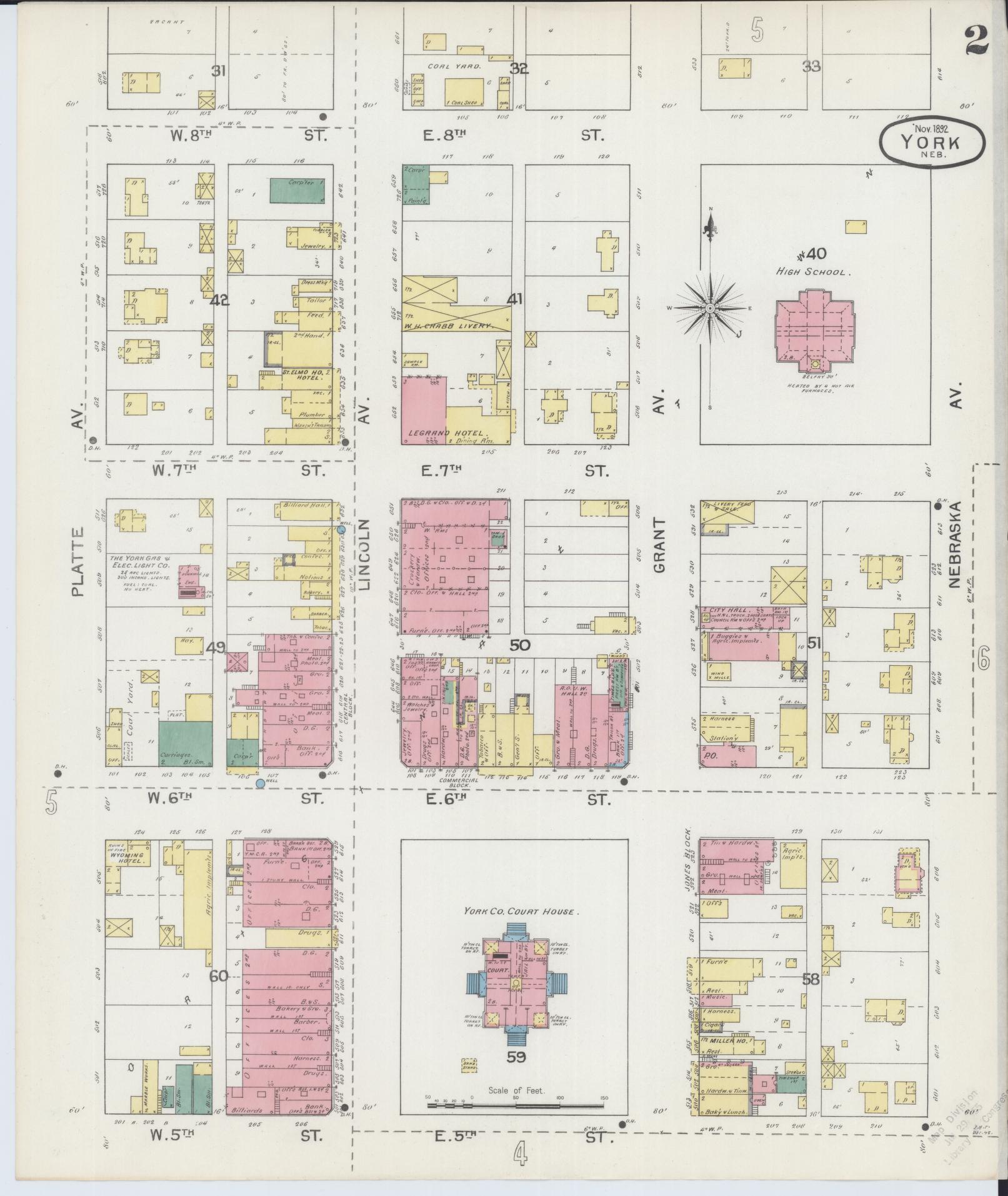 Sanborn Fire Insurance Map from York, York County, Nebraska (1892), Sheet #0002 - Complete Map Set gallery image, historic Sanborn map, vintage wall art, Nebraska Nebraska
