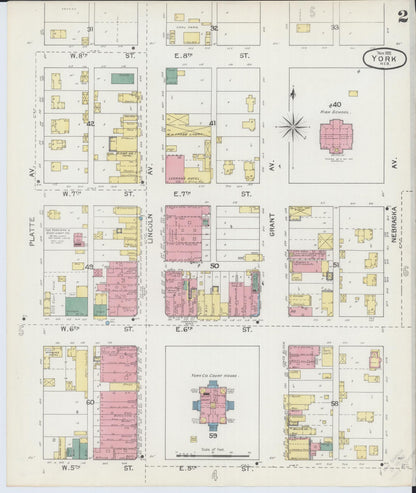 Sanborn Fire Insurance Map from York, York County, Nebraska (1892), Sheet #0002 - Complete Map Set gallery image, historic Sanborn map, vintage wall art, Nebraska Nebraska