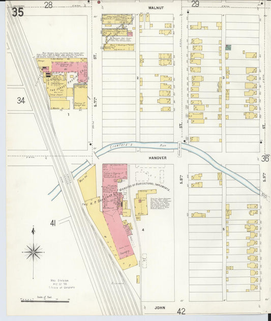Sanborn Fire Insurance Map from Hamilton, Butler County, Ohio (1899), Sheet #0035 - Historic Sanborn Fire Insurance Map Print, vintage old map wall art, antique decor, genealogy gift, Ohio Ohio map