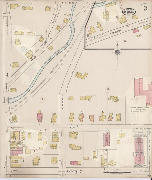 Sanborn Fire Insurance Map from Andover, Allegany County, New York (1940), Sheet #0003 - Historic Sanborn Fire Insurance Map Print, vintage old map wall art, antique decor, genealogy gift, New York New York map