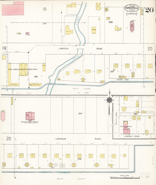 Sanborn Fire Insurance Map from Idaho Falls, Bonneville County, Idaho (1911), Sheet #0020 - Historic Sanborn Fire Insurance Map Print, vintage old map wall art, antique decor, genealogy gift, Idaho Idaho map