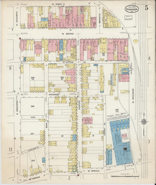 Sanborn Fire Insurance Map from Tamaqua, Schuylkill County, Pennsylvania (1915), Sheet #0005 - Historic Sanborn Fire Insurance Map Print, vintage old map wall art, antique decor, genealogy gift, Pennsylvania Pennsylvania map