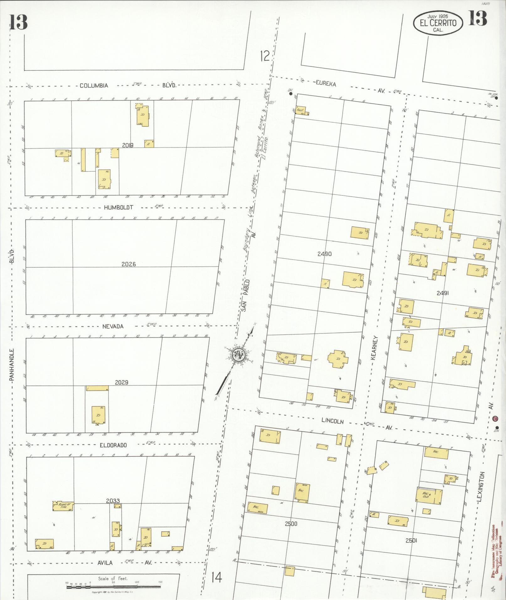 Sanborn Fire Insurance Map from El Cerrito, Contra Costa County, California (1926), Sheet #0013 - Complete Map Set gallery image, historic Sanborn map, vintage wall art, California California
