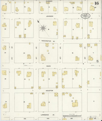 Sanborn Fire Insurance Map from Terrell, Kaufman County, Texas (1909), Sheet #0016 - Complete Map Set gallery image, historic Sanborn map, vintage wall art, Texas Texas