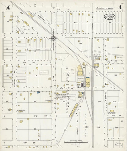 Sanborn Fire Insurance Map from Apopka, Orange County, Florida (1924), Sheet #0004 - Complete Map Set gallery image, historic Sanborn map, vintage wall art, Florida Florida