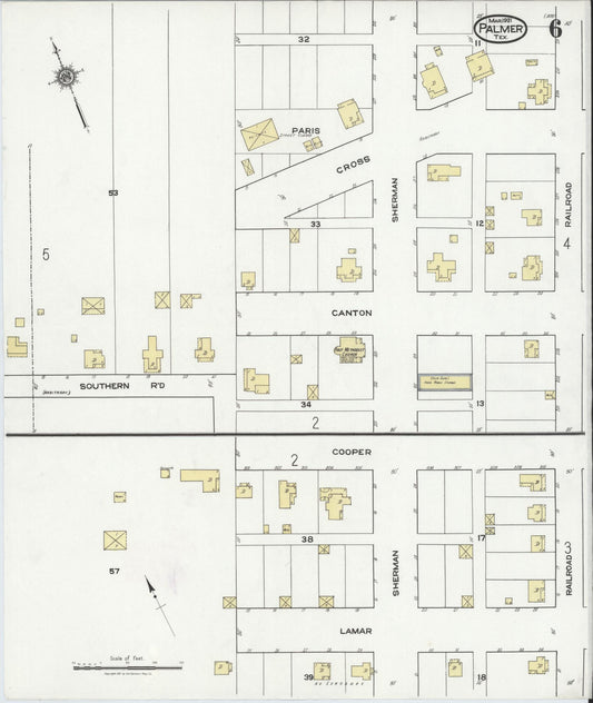 Sanborn Fire Insurance Map from Palmer, Ellis County, Texas (1921), Sheet #0006 - Historic Sanborn Fire Insurance Map Print, vintage old map wall art, antique decor, genealogy gift, Texas Texas map