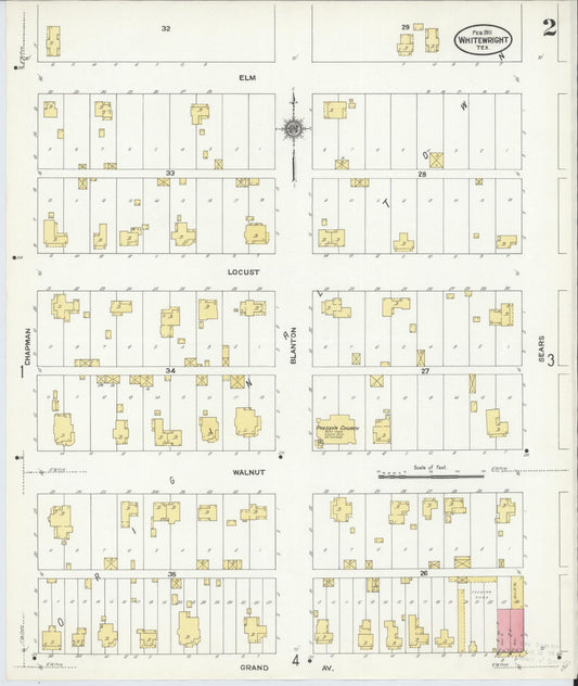 Sanborn Fire Insurance Map from Whitewright, Grayson County, Texas (1911), Sheet #0002 - Historic Sanborn Fire Insurance Map Print, vintage old map wall art, antique decor, genealogy gift, Texas Texas map