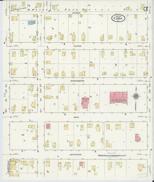 Sanborn Fire Insurance Map from Cuba, Fulton County, Illinois (1919), Sheet #0003 - Historic Sanborn Fire Insurance Map Print, vintage old map wall art, antique decor, genealogy gift, Illinois Illinois map