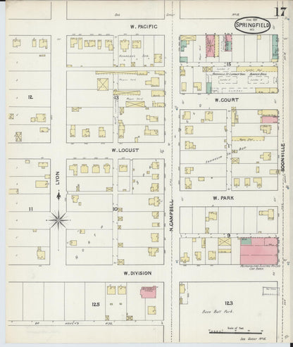 Sanborn Fire Insurance Map from Springfield, Greene County, Missouri (1891), Sheet #0017 - Complete Map Set gallery image, historic Sanborn map, vintage wall art, Missouri Missouri