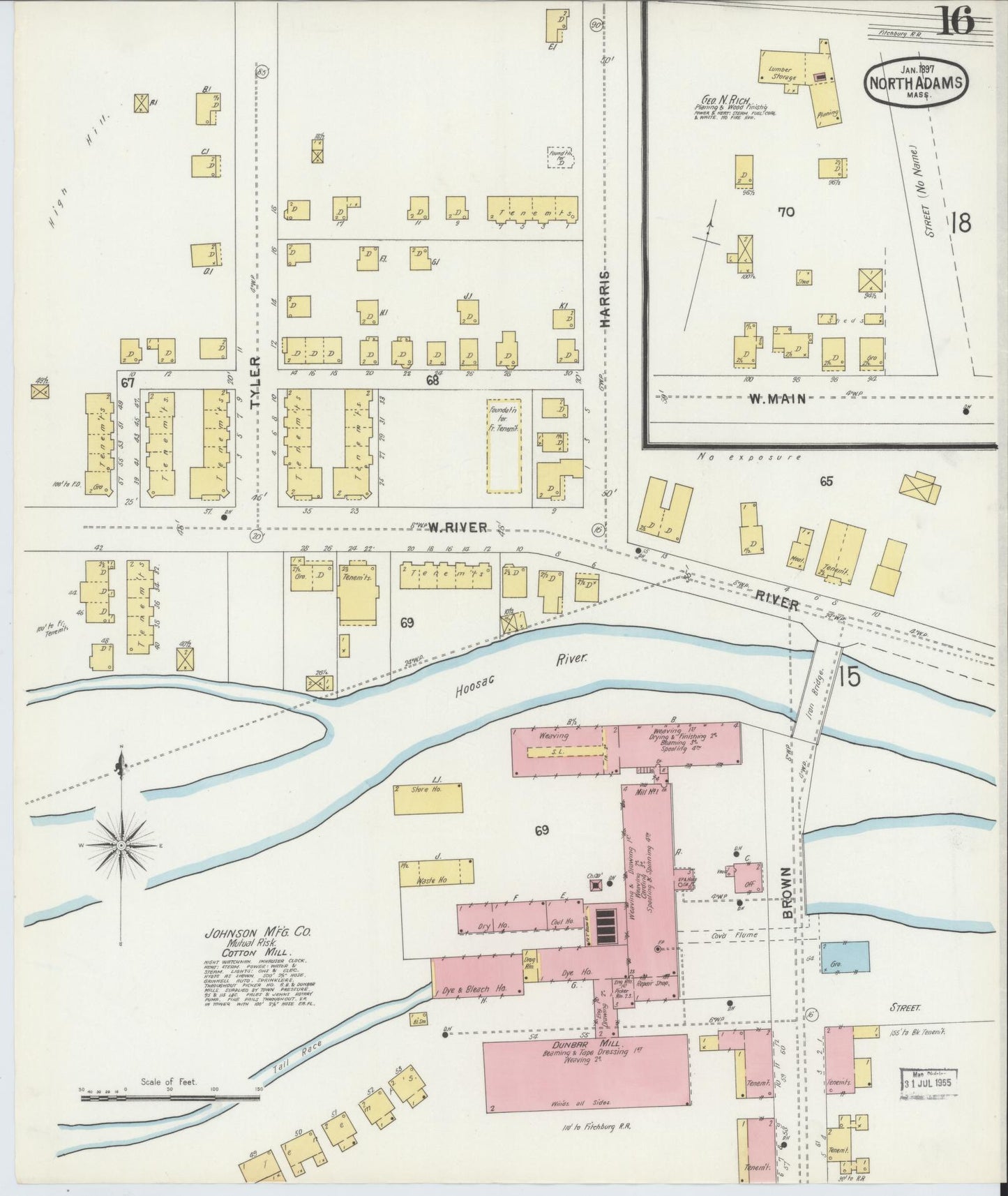 Sanborn Fire Insurance Map from North Adams, Berkshire County, Massachusetts (1897), Sheet #0016 - Complete Map Set gallery image, historic Sanborn map, vintage wall art, Massachusetts Massachusetts
