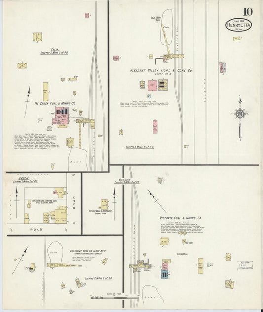 Sanborn Fire Insurance Map from Henryetta, Okmulgee County, Oklahoma (1914), Sheet #0010 - Historic Sanborn Fire Insurance Map Print, vintage old map wall art, antique decor, genealogy gift, Oklahoma Oklahoma map