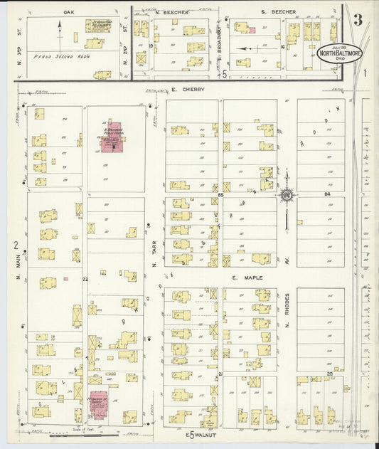 Sanborn Fire Insurance Map from North Baltimore, Wood County, Ohio (1913), Sheet #0003 - Historic Sanborn Fire Insurance Map Print, vintage old map wall art, antique decor, genealogy gift, Ohio Ohio map