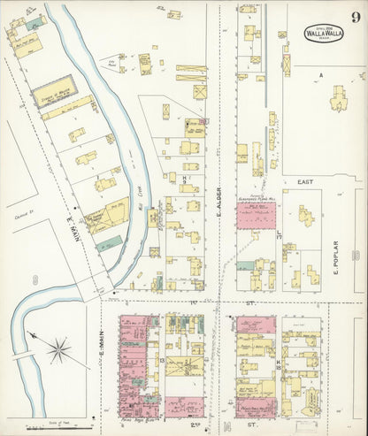Sanborn Fire Insurance Map from Walla Walla, Walla Walla County, Washington (1894), Sheet #0009 - Complete Map Set gallery image, historic Sanborn map, vintage wall art, Washington Washington