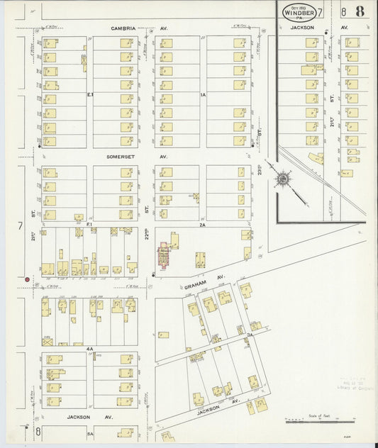 Sanborn Fire Insurance Map from Windber, Somerset County, Pennsylvania (1910), Sheet #0008 - Historic Sanborn Fire Insurance Map Print, vintage old map wall art, antique decor, genealogy gift, Pennsylvania Pennsylvania map
