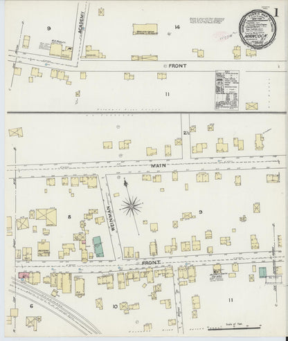 Sanborn Fire Insurance Map from Hancock, Delaware County, New York (1891), Sheet #0001 - Complete Map Set gallery image, historic Sanborn map, vintage wall art, Hancock Delaware