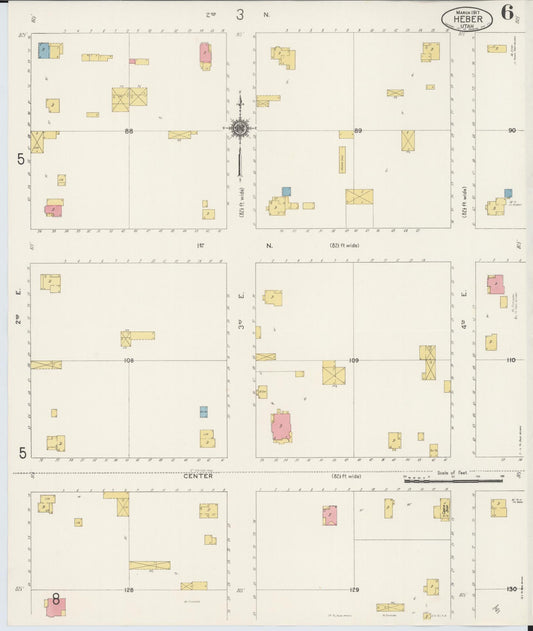 Sanborn Fire Insurance Map from Heber, Wasatch County, Utah (1917), Sheet #0006 - Historic Sanborn Fire Insurance Map Print, vintage old map wall art, antique decor, genealogy gift, Utah Utah map