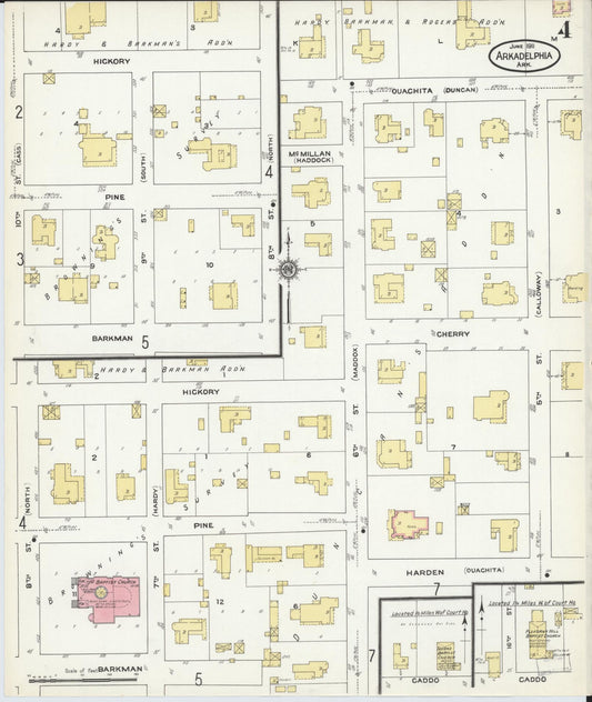 Sanborn Fire Insurance Map from Arkadelphia, Clark County, Arkansas (1911), Sheet #0004 - Historic Sanborn Fire Insurance Map Print, vintage old map wall art, antique decor, genealogy gift, Arkansas Arkansas map