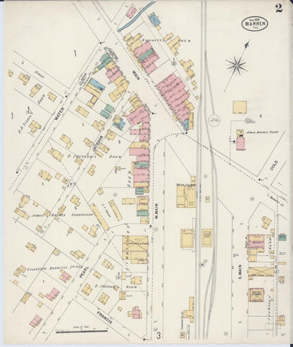 Sanborn Fire Insurance Map from Warren, Jo Daviess County, Illinois (1898), Sheet #0002 - Historic Sanborn Fire Insurance Map Print, vintage old map wall art, antique decor, genealogy gift, Illinois Illinois map