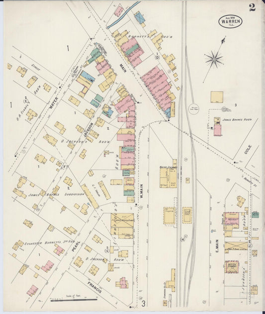 Sanborn Fire Insurance Map from Warren, Jo Daviess County, Illinois (1898), Sheet #0002 - Historic Sanborn Fire Insurance Map Print, vintage old map wall art, antique decor, genealogy gift, Illinois Illinois map