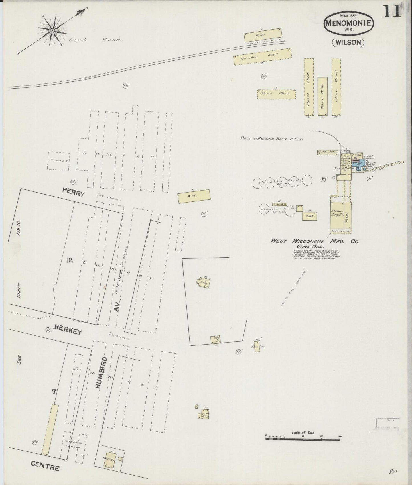Sanborn Fire Insurance Map from Menomonie, Dunn County, Wisconsin (1889), Sheet #0011 - Complete Map Set gallery image, historic Sanborn map, vintage wall art, Wisconsin Wisconsin
